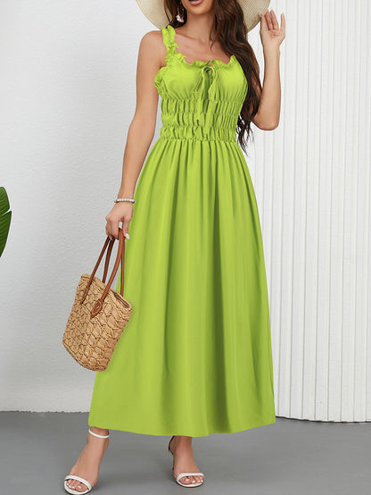 Womens Solid Color Waist Strap Fitted Dress | noémi