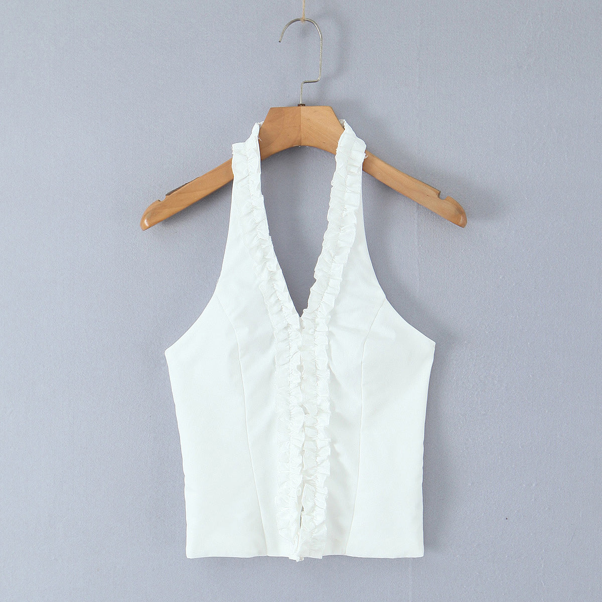 Ruffled Halter Crop Top | Slim Fit Backless | noémi