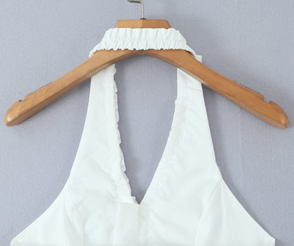 Ruffled Halter Crop Top | Slim Fit Backless | noémi