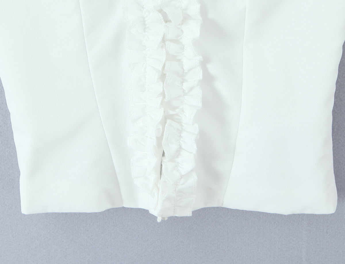 Ruffled Halter Crop Top | Slim Fit Backless | noémi