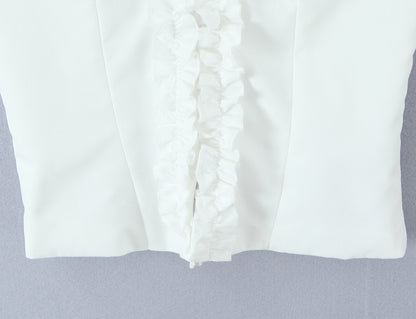 Ruffled Halter Crop Top | Slim Fit Backless | noémi