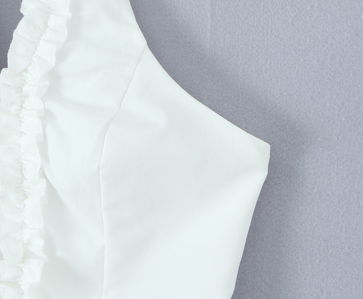 Ruffled Halter Crop Top | Slim Fit Backless | noémi