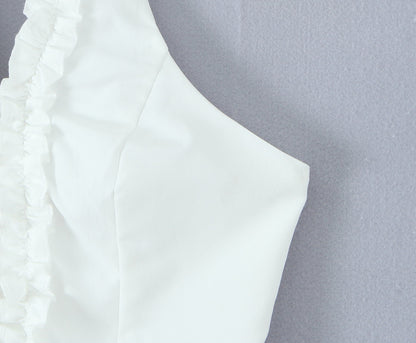 Ruffled Halter Crop Top | Slim Fit Backless | noémi