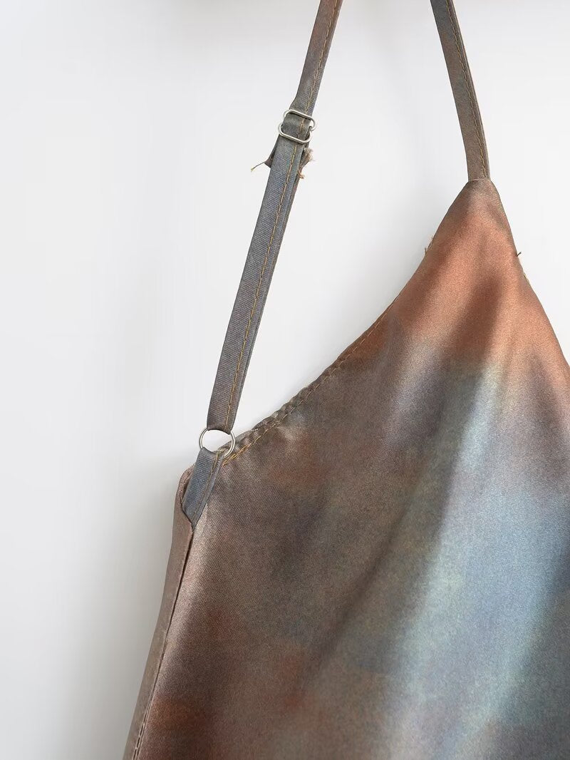 Womens V Neck Silk Satin Sling Dress Slim Waist | noémi