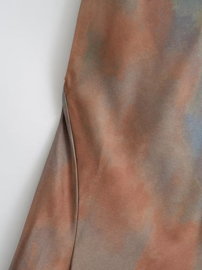 Womens V Neck Silk Satin Sling Dress Slim Waist | noémi