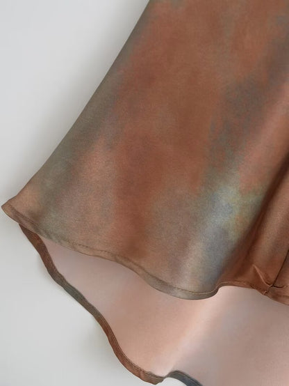 Womens V Neck Silk Satin Sling Dress Slim Waist | noémi