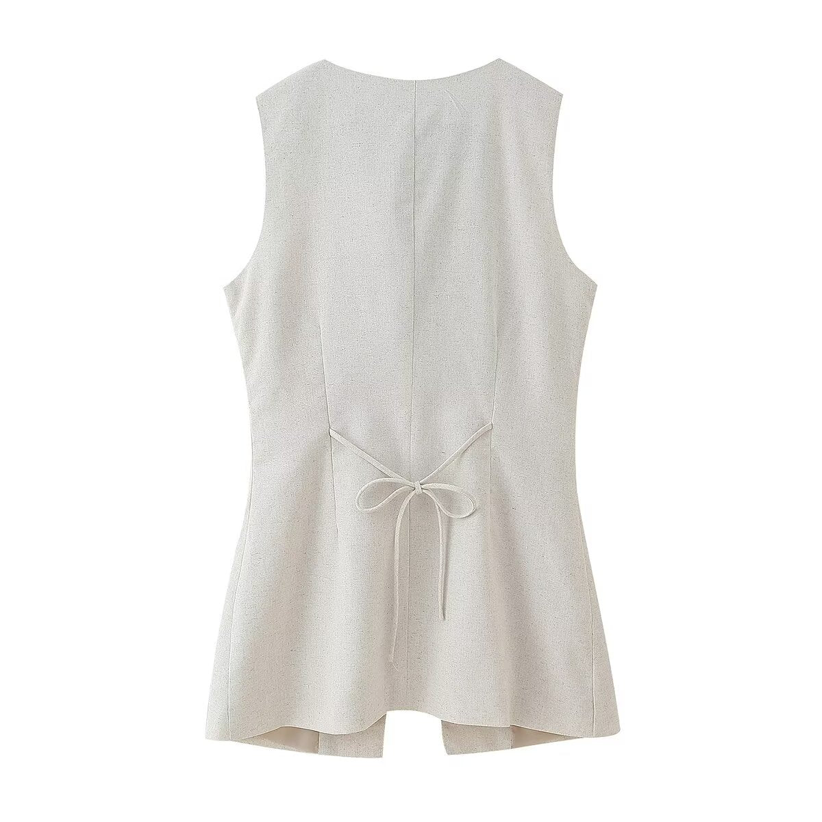 Womens 2 Piece Linen Vest & Skirt Set | Sleeveless Button Front Top Mini Skirt | noémi