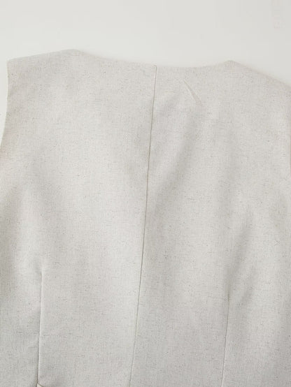 Womens 2 Piece Linen Vest & Skirt Set | Sleeveless Button Front Top Mini Skirt | noémi