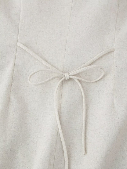 Womens 2 Piece Linen Vest & Skirt Set | Sleeveless Button Front Top Mini Skirt | noémi