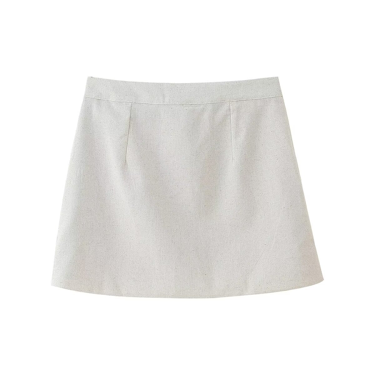 Womens 2 Piece Linen Vest & Skirt Set | Sleeveless Button Front Top Mini Skirt | noémi