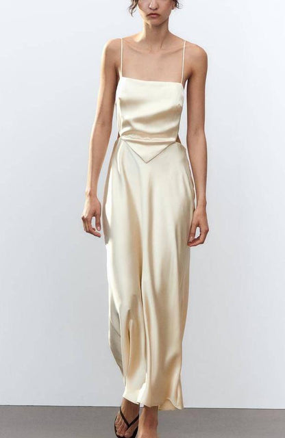 Womens Thin Strap and Scarf Silk Satin Dress | noémi