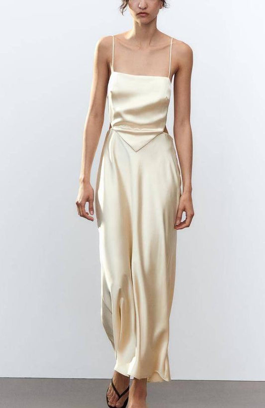 Womens Thin Strap and Scarf Silk Satin Dress | noémi