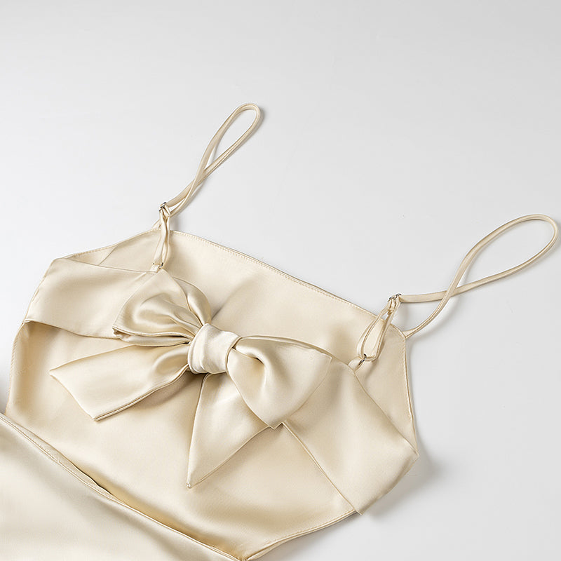 Womens Thin Strap and Scarf Silk Satin Dress | noémi