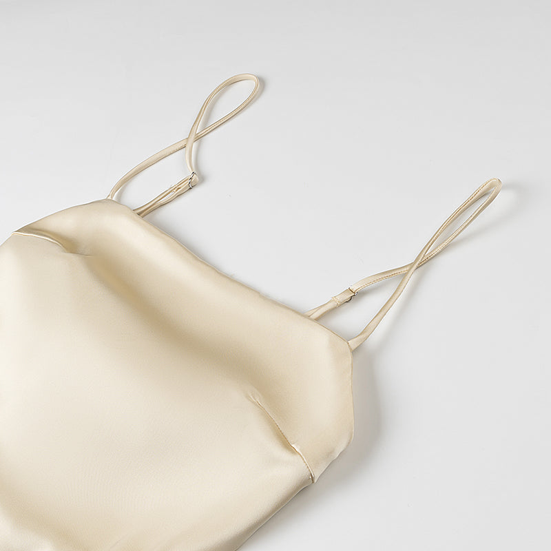 Womens Thin Strap and Scarf Silk Satin Dress | noémi