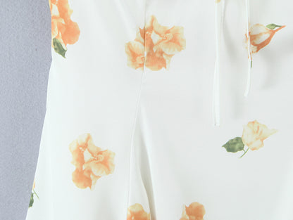 Floral Puff Sleeve A Line Mini Dress with Lace & Tie Detail | noémi