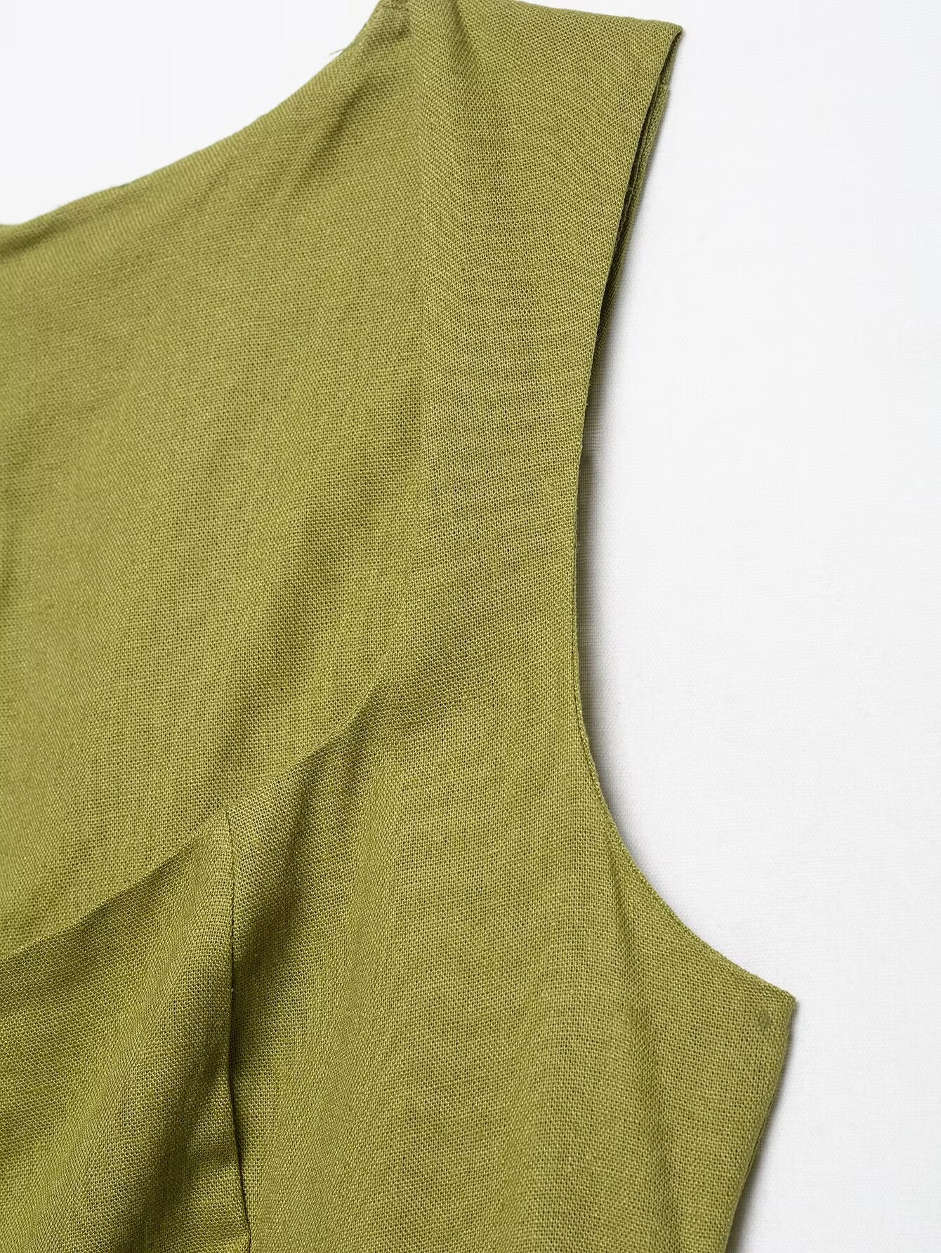 Linen Slim Fit Midi Dress With Natural Texture For Women | noémi