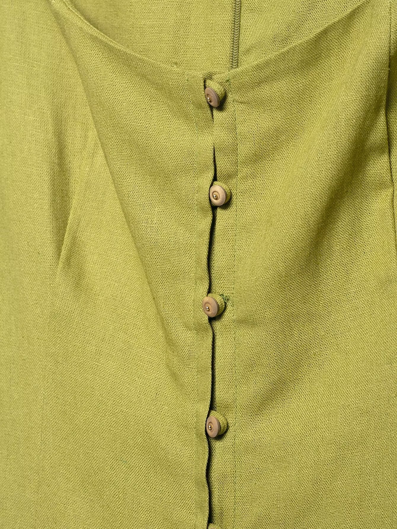 Linen Slim Fit Midi Dress With Natural Texture For Women | noémi