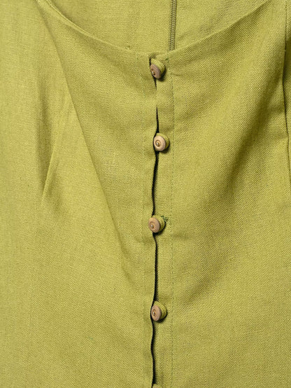 Linen Slim Fit Midi Dress With Natural Texture For Women | noémi