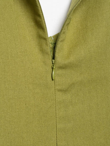 Linen Slim Fit Midi Dress With Natural Texture For Women | noémi