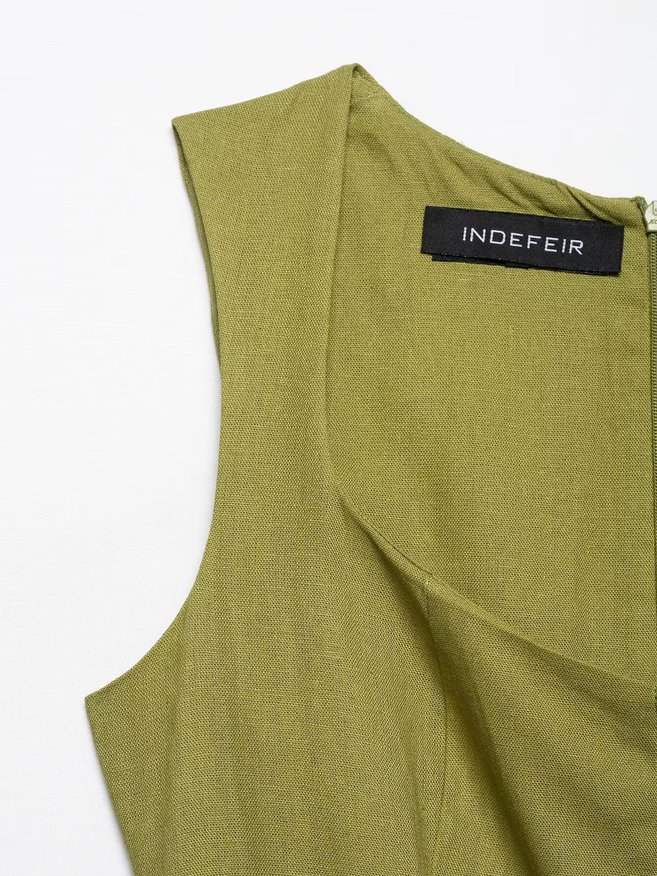 Linen Slim Fit Midi Dress With Natural Texture For Women | noémi