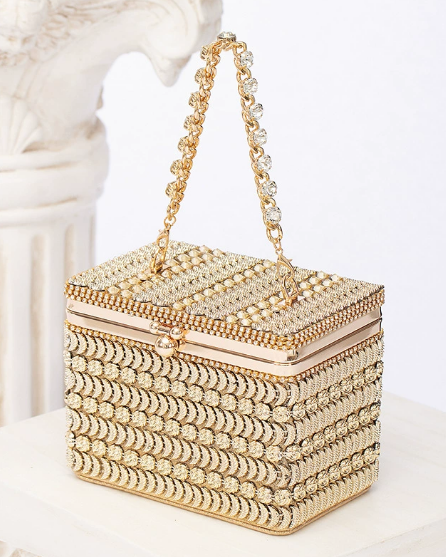 Shiny Rhinestone Clutch Bag | Glam Small Square Evening Purse for Weddings & Parties | noémi