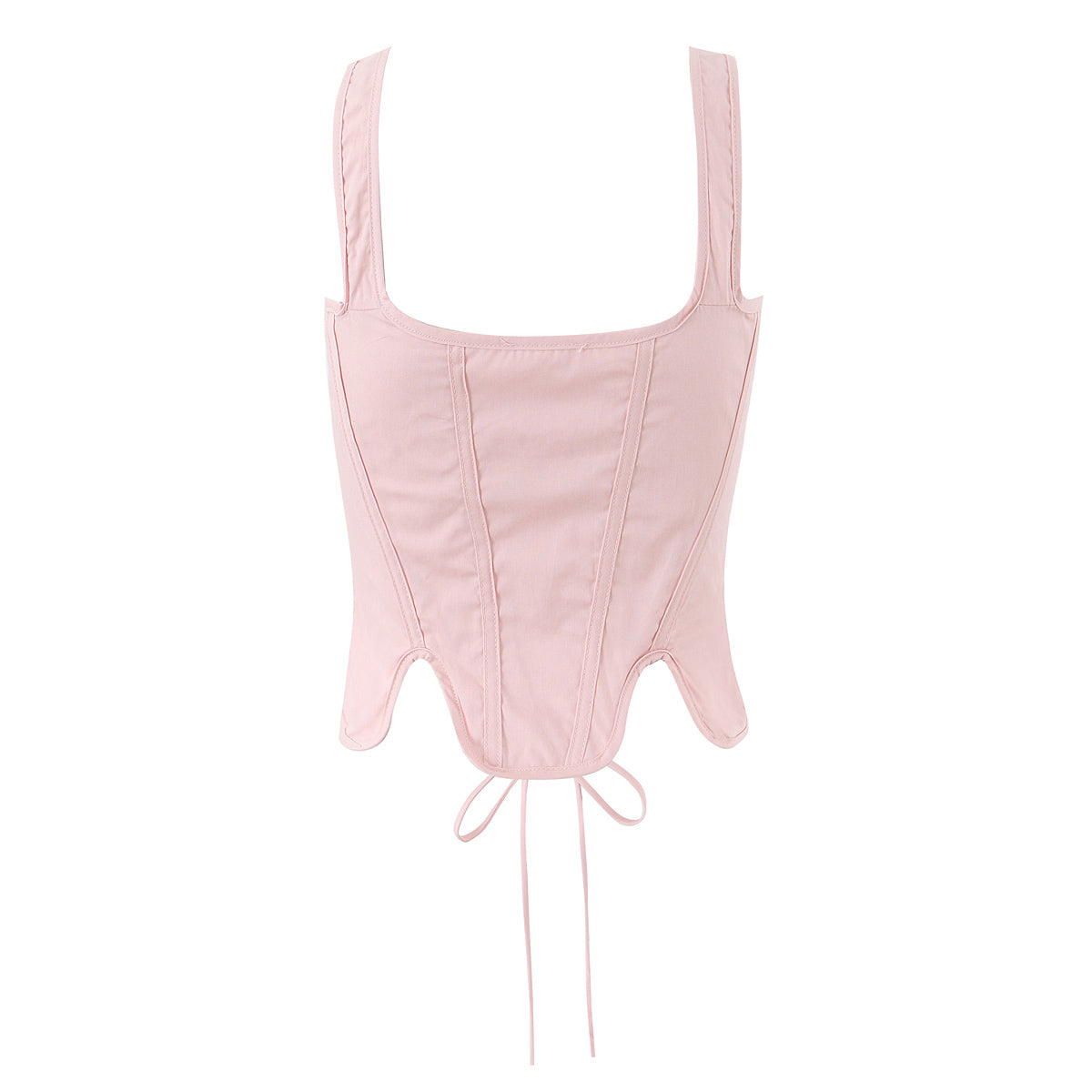 Blush Pink Lace Up Corset Top | Bustier with Adjustable Ribbon Tie & Boning Detail | noémi