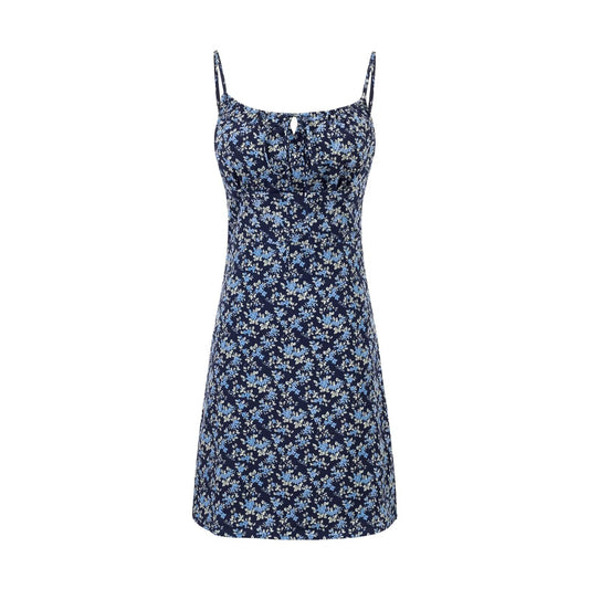 Womens Dress High Waist Slim Floral Print Backless Slip Dress | noémi