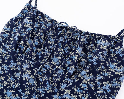 Womens Dress High Waist Slim Floral Print Backless Slip Dress | noémi