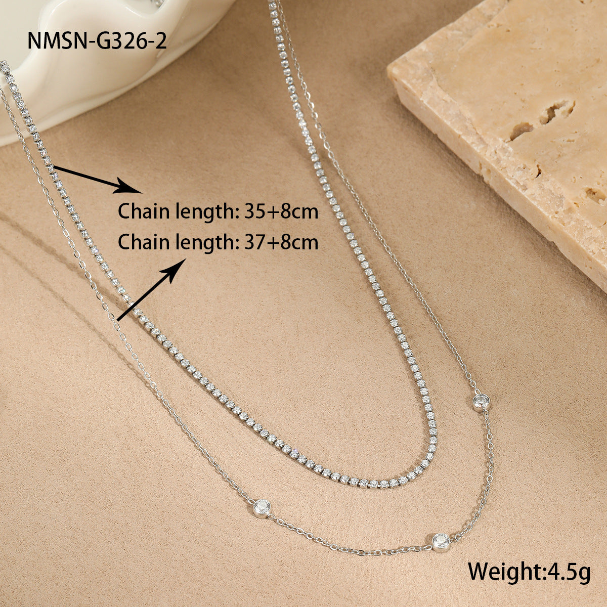 Womens Twin Layer Zircon Necklace | Titanium Steel, Non Fading | noémi