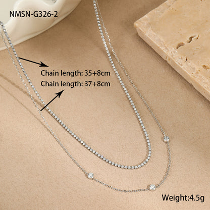 Womens Twin Layer Zircon Necklace | Titanium Steel, Non Fading | noémi