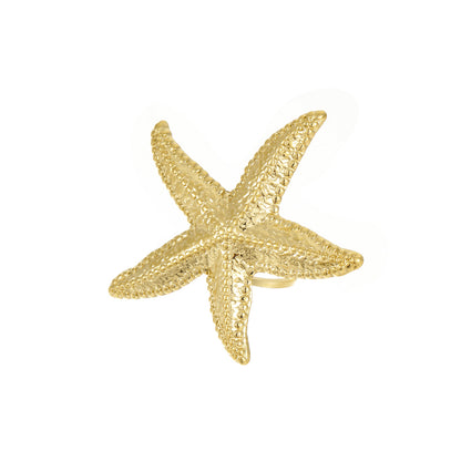 Gold Starfish Ring | Open Adjustable | Stainless Steel, Ocean Inspired Jewelry, Non Fading, Bold Statement Ring for Women | noémi