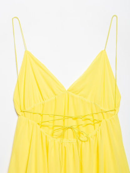 Strappy V Neck Backless Dress with High Waist and Slim Fit | noémi