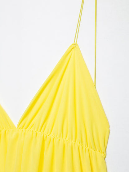 Strappy V Neck Backless Dress with High Waist and Slim Fit | noémi