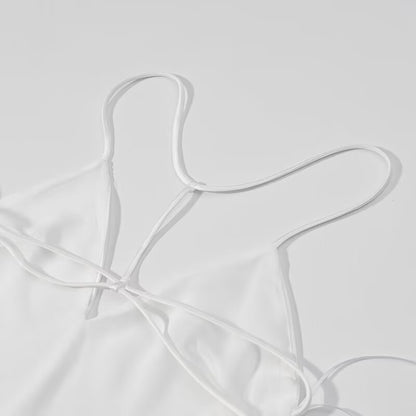 Womens White Satin Slip Dress | Backless Spaghetti Strap | noémi