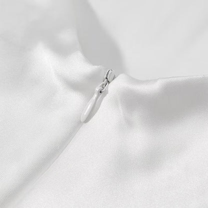 Womens White Satin Slip Dress | Backless Spaghetti Strap | noémi