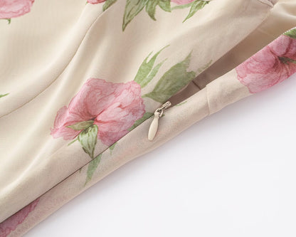 Printed Mini Dress | Ruffled Straps V Neck Backless | noémi