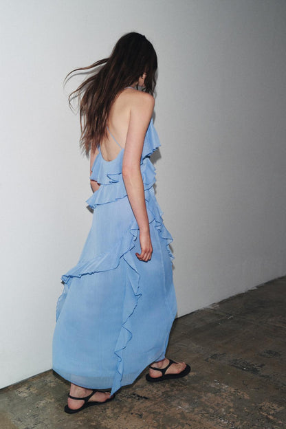 Womens Laminated Detail Sling Dress with Sleek Silhouette | noémi