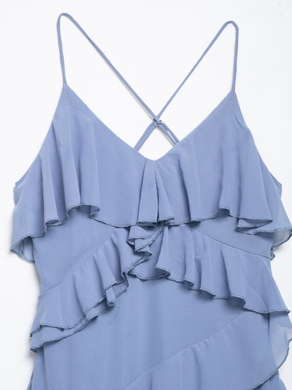 Womens Laminated Detail Sling Dress with Sleek Silhouette | noémi