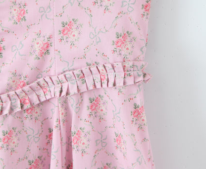 Pink Floral Halter Midi Dress | Backless, Slim Fit | noémi