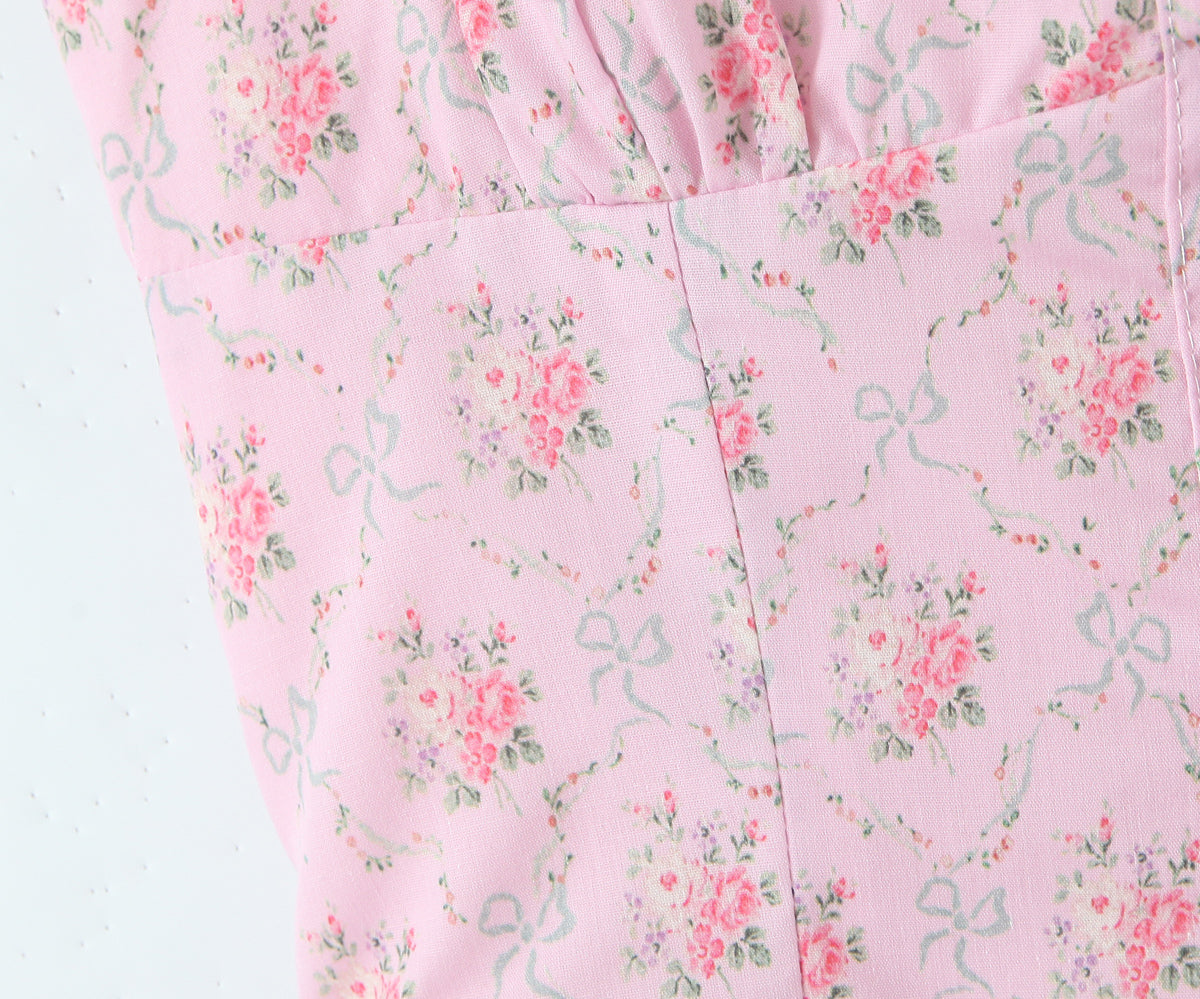 Pink Floral Halter Midi Dress | Backless, Slim Fit | noémi