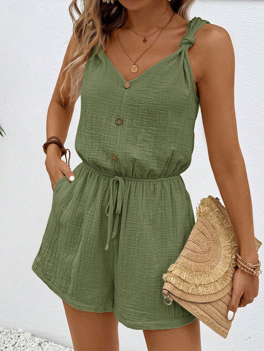 Green Casual Wide Leg Jumpsuit | Sleeveless Romper | noémi
