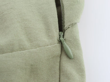 Womens Linen Midi Dress | Strappy Backless Front Slit | noémi