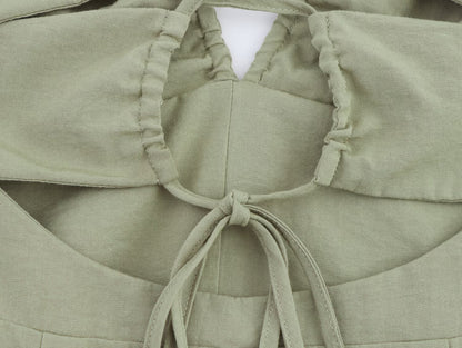 Womens Linen Midi Dress | Strappy Backless Front Slit | noémi