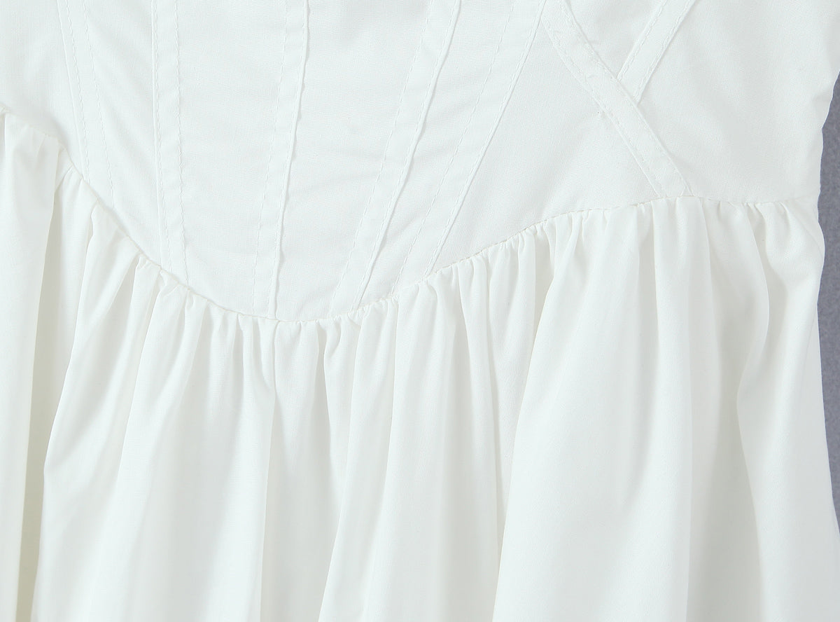 White Lace Mini Dress | Square Neck & Bow Detail | noémi