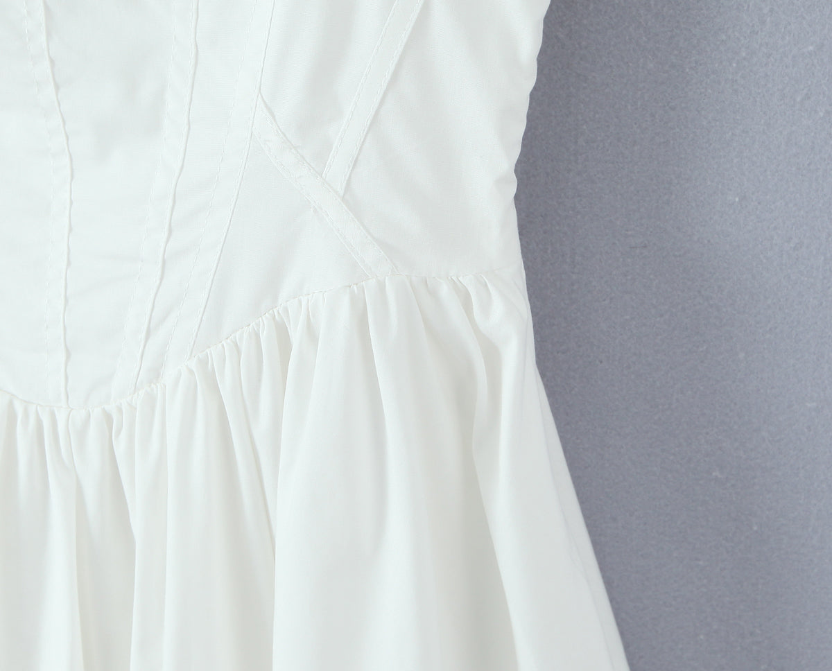 White Lace Mini Dress | Square Neck & Bow Detail | noémi