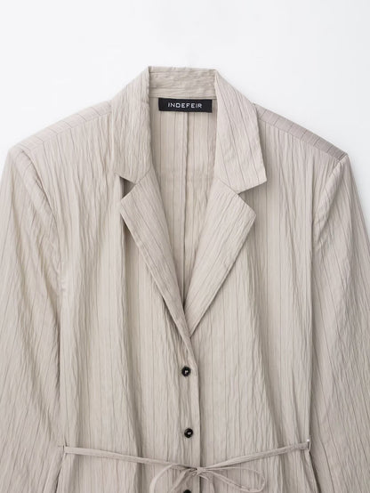 Womens Striped Blazer & Shorts Set | Lightweight, Tie Waist Belted Jacket, Matching Suit | noémi