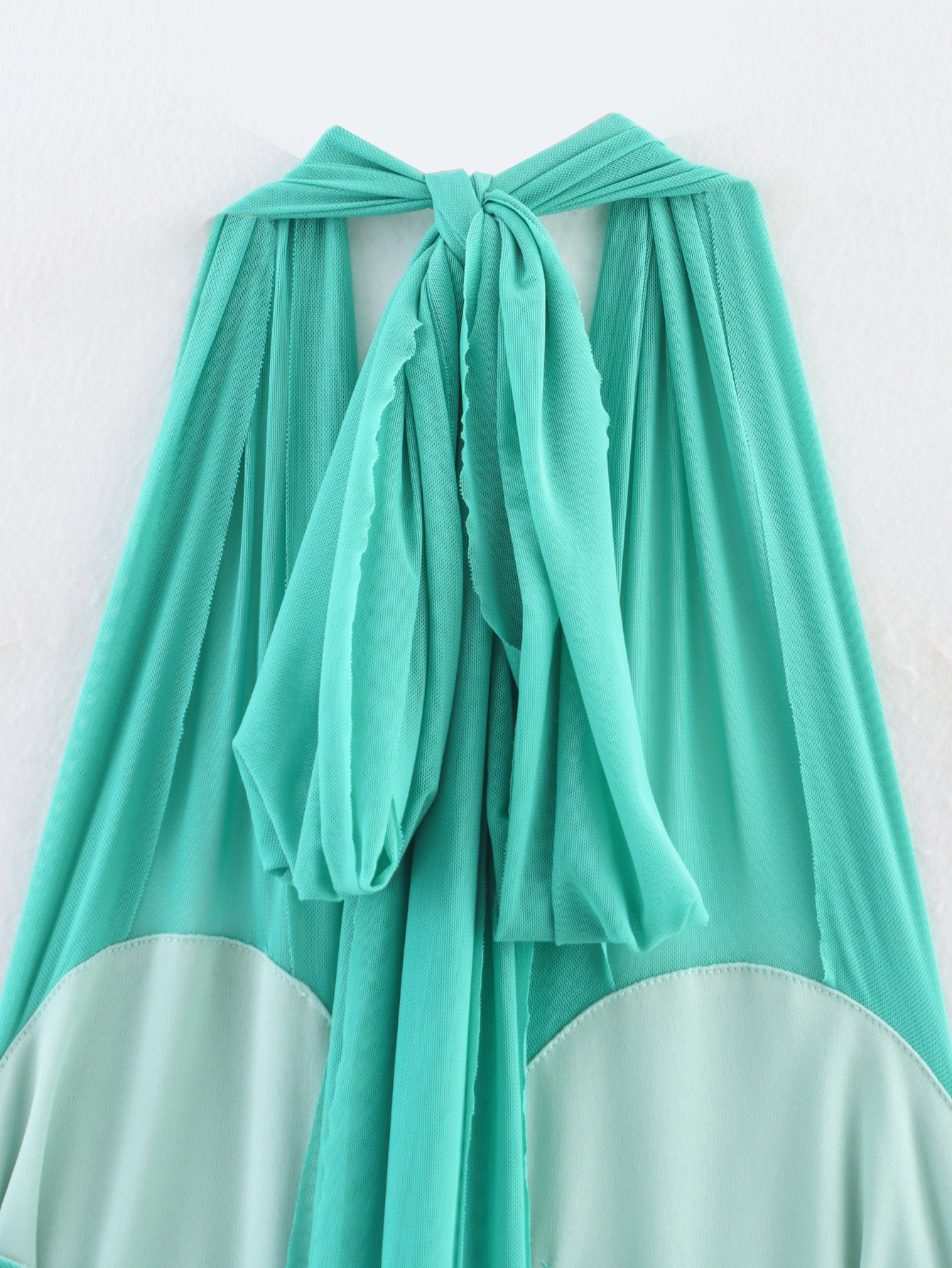 Womens Mesh Beaded Halterneck Swing Dress with Lace Up Detail | noémi