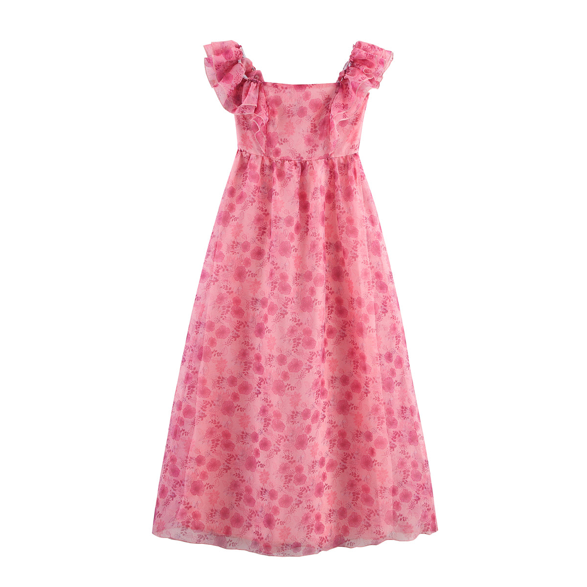 Womens Ruffle Sleeve Midi Dress with Fitted Waist | noémi