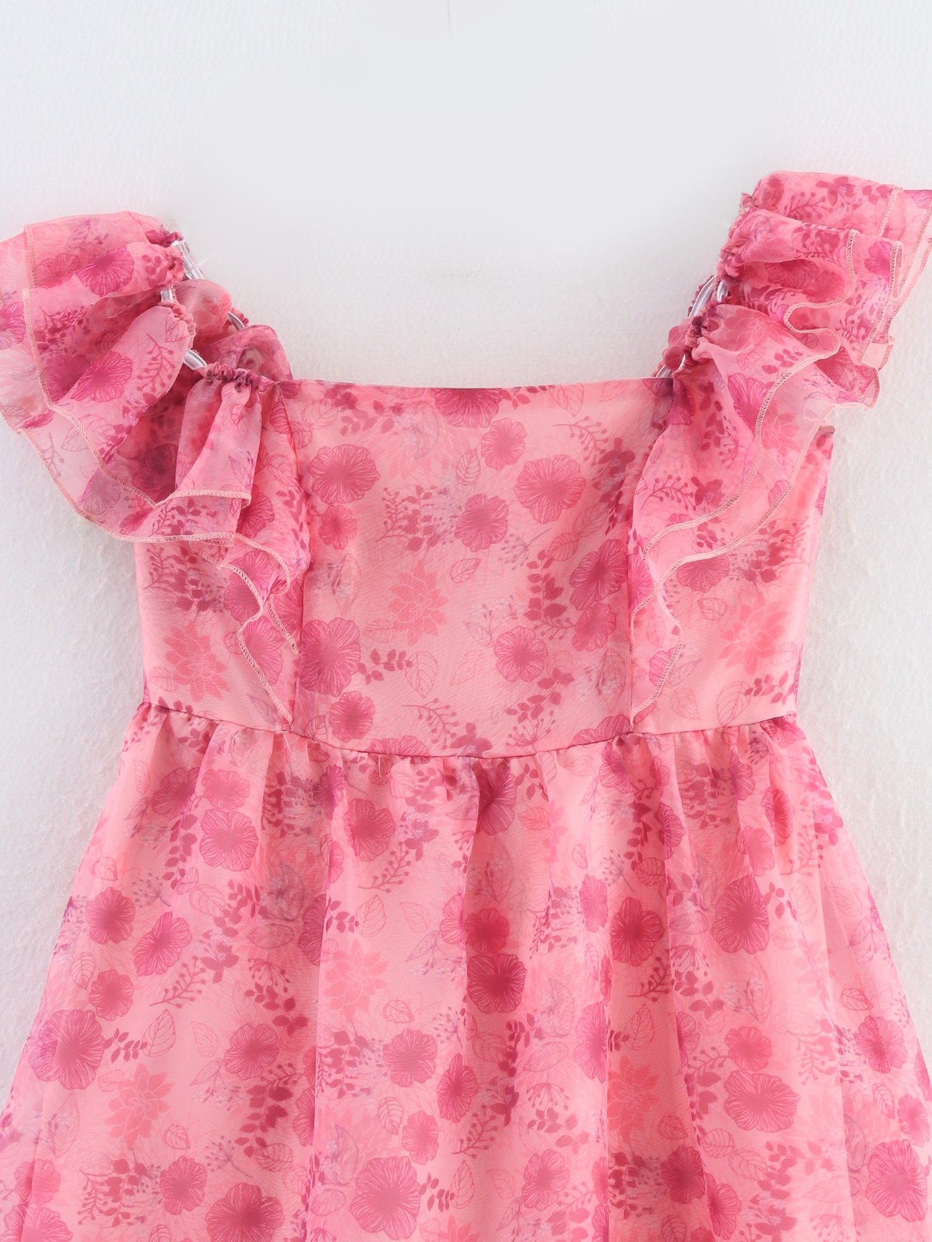 Womens Ruffle Sleeve Midi Dress with Fitted Waist | noémi