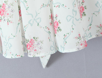Floral Sweet Rose Print Pleated Lace Waist Slip Dress with Bowknot | noémi